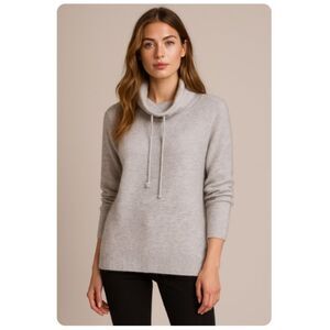 Pure Amici Sweater 100% Cashmere NWT Gray Turtleneck Drawstring High Low Size XS